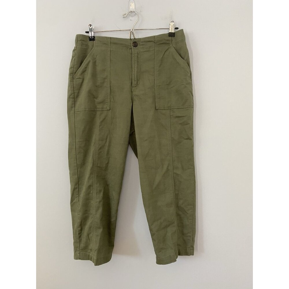 Christopher & Banks Army Green Cropped Casual Pants Womens Size 8 Comfort Waist